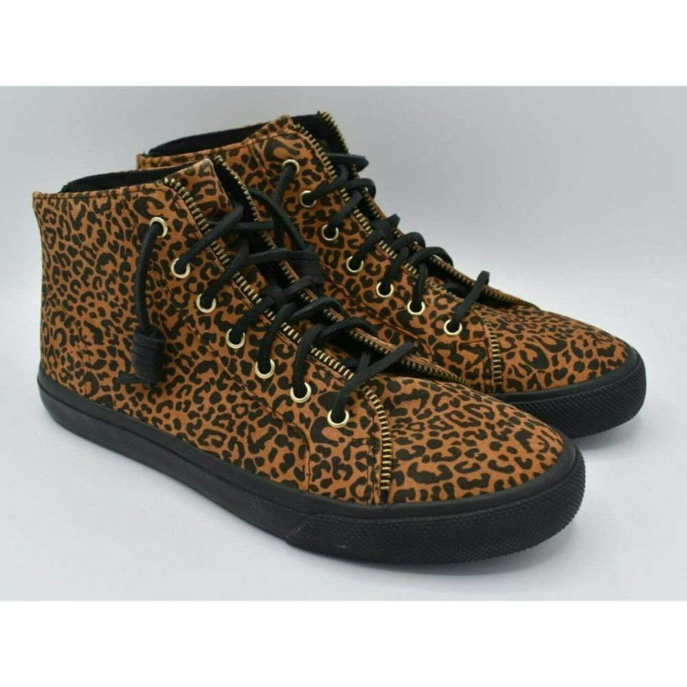 Sperry Womens Size 9 Top Sider Rebecca Minkoff High Top Leopard Print Sneakers